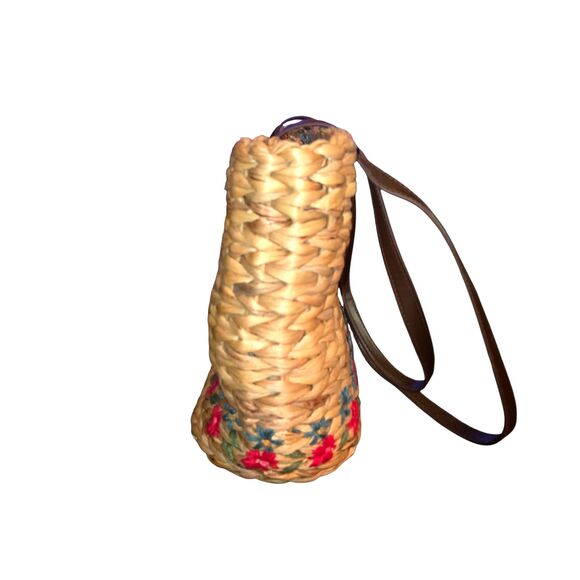 Natural Life Nantucket Large Flower Embroidered Straw Market Tote Bag 17"X12"X6" - Picture 4 of 11